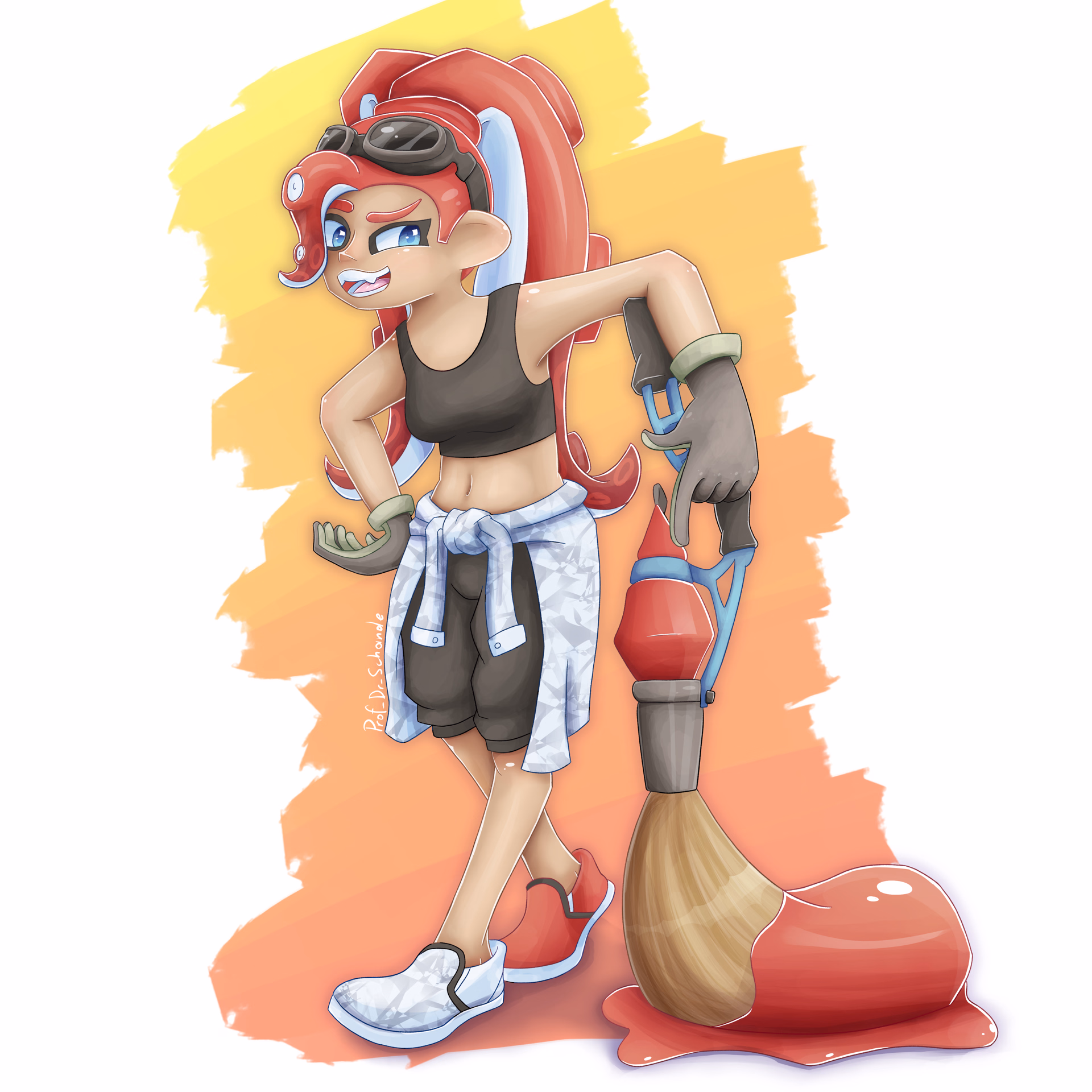 an original Splatoon character that's working as a mechanic