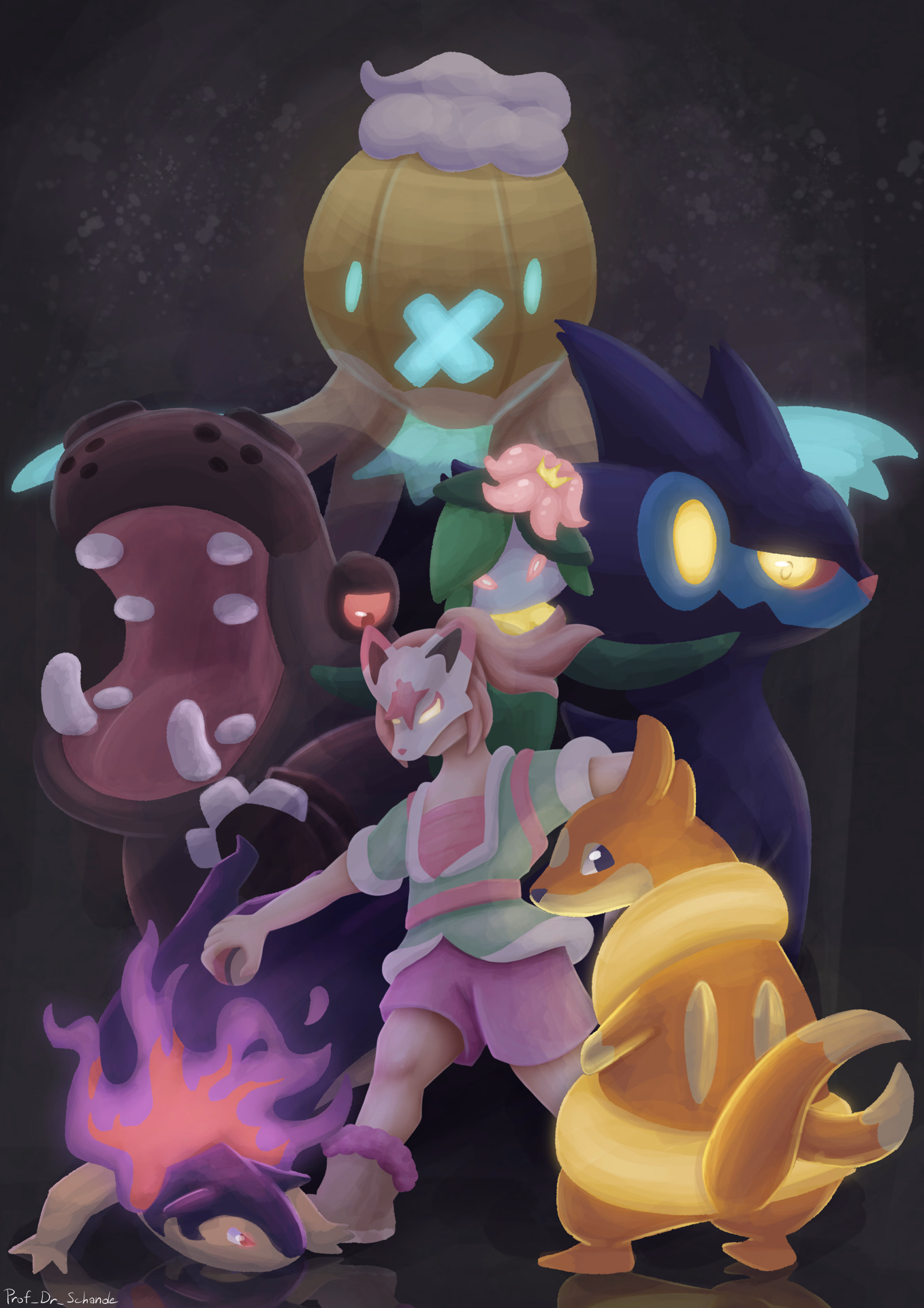 Illustration of my Pokemon Team in the game Pokemon Legends Arceus