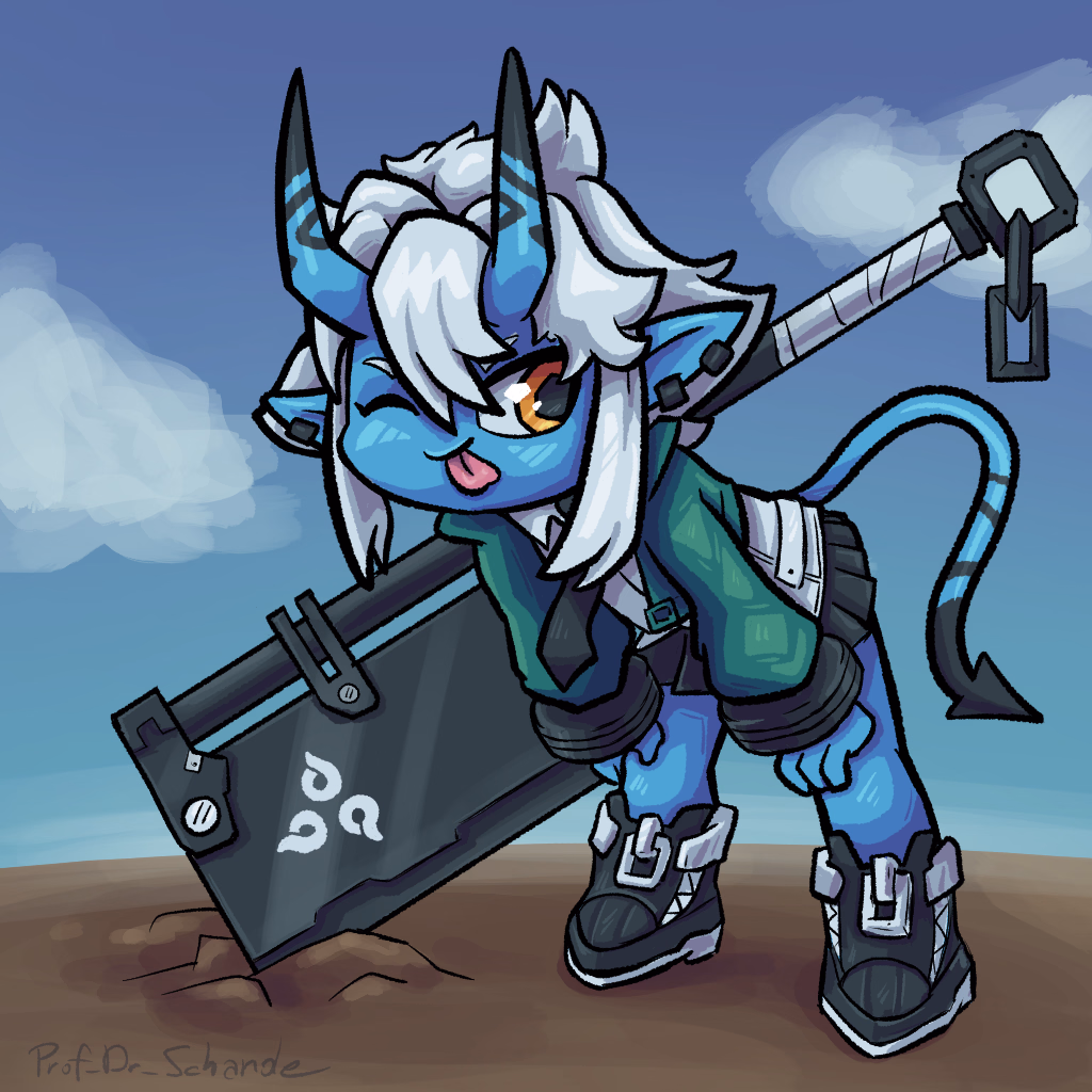 The Blue Oni Soukaku from the game Zenless Zone Zero