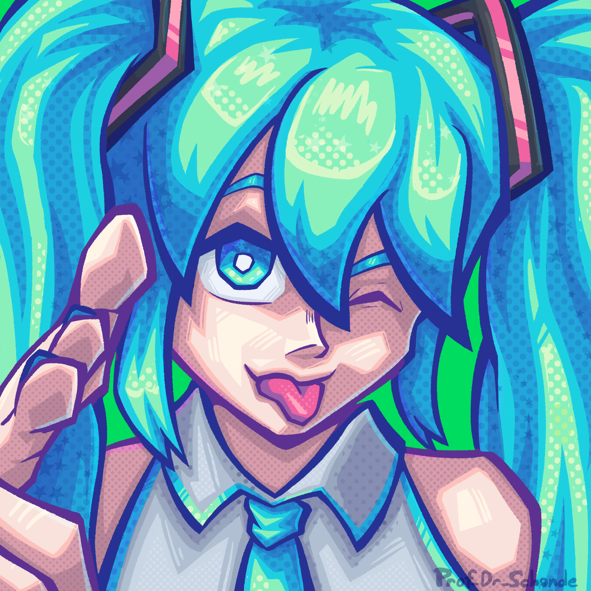 Close up Portrait of Vocaloid character Hatsune Miku