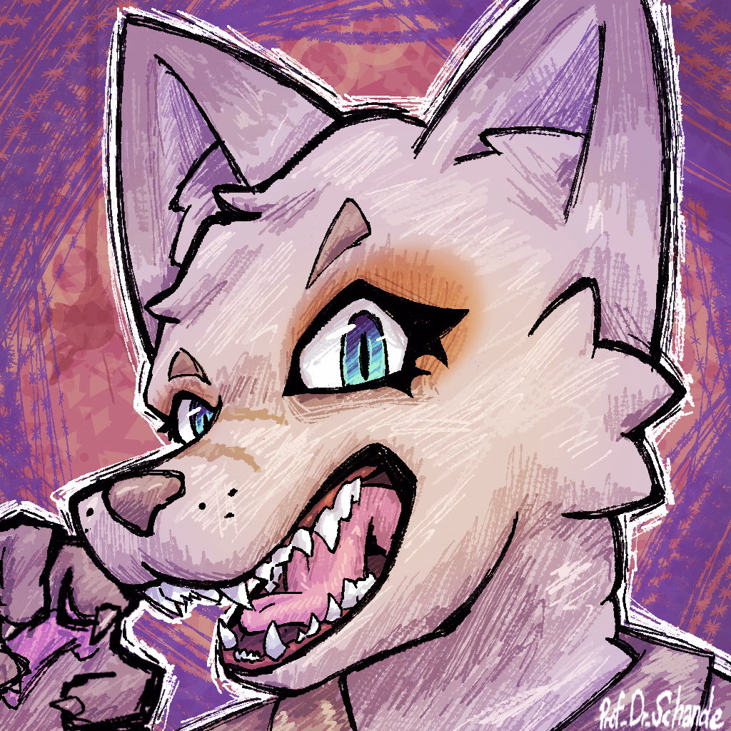 Scratchy drawing of my self-insert character with Make-Up for a Halloween party