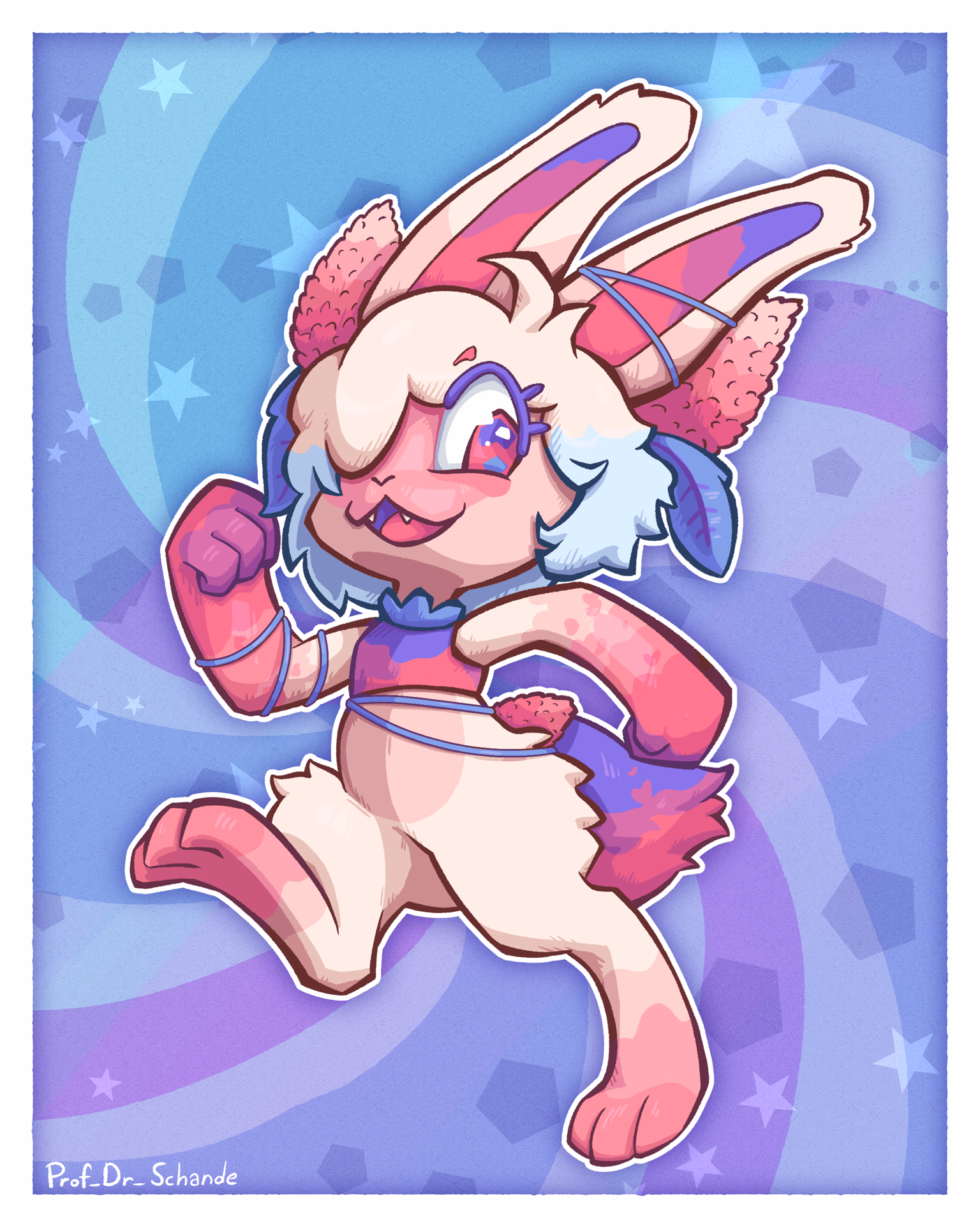 One of my Pieces of 2025's Artfight, featuring the character Venga owned by artist mudbun