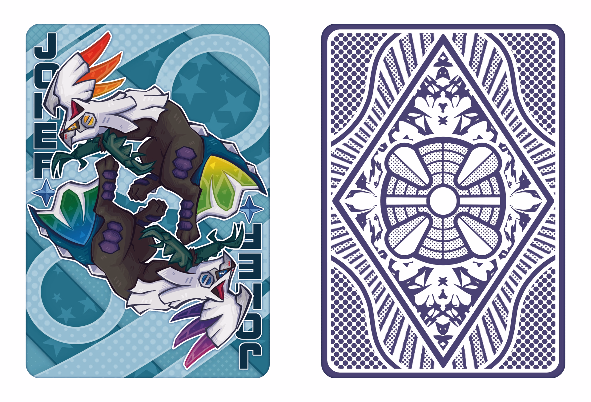 Custom Pokemon Themed Poker Deck, the Joker and Backside